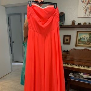 Neon orange prom gown